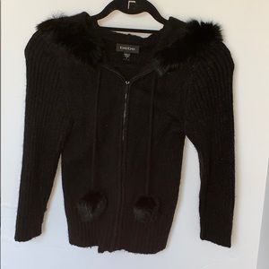 Bebe Black hooded sweater jacket